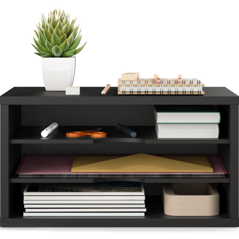Logan 3 Tier Paper, Mail And File Organizer For Desk, Black