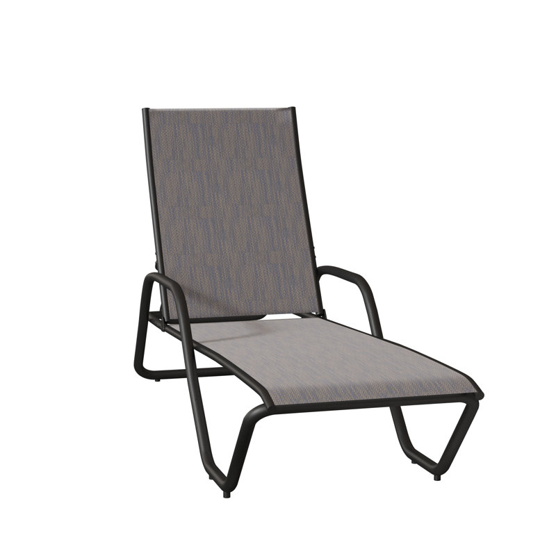 Outdoor Rust-Resistant Metal Chaise Lounge, Textured Desert, Reflection