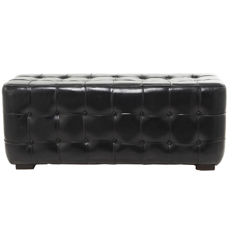 Leather Tufted Upholstered Bench, Black