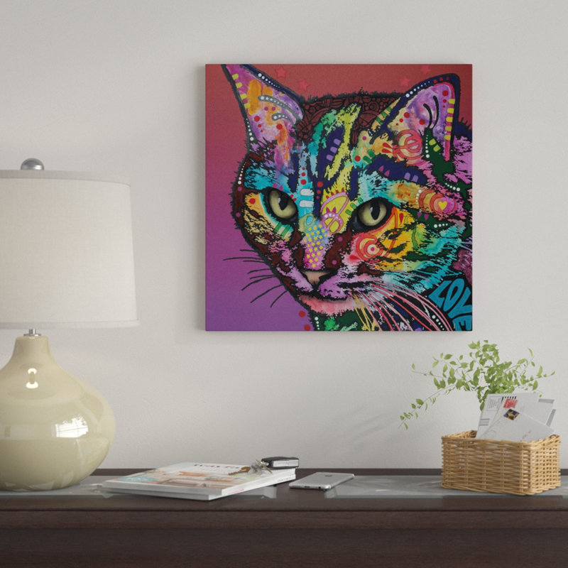 «Lucy the Cat», impression sur toile, H 18 po x l 18 po x P 1,5 po, Toile avec cadre noir, Pas de tapis
