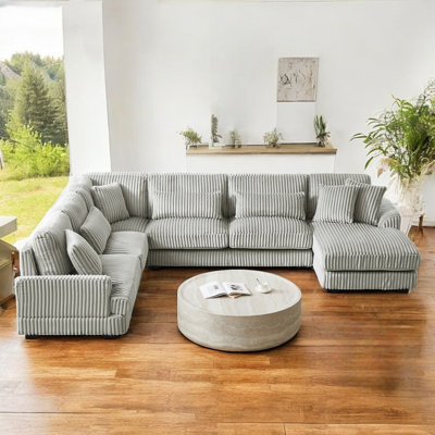 4-Piece Corduroy Upholstered Sectional Sofa by Latitude Run