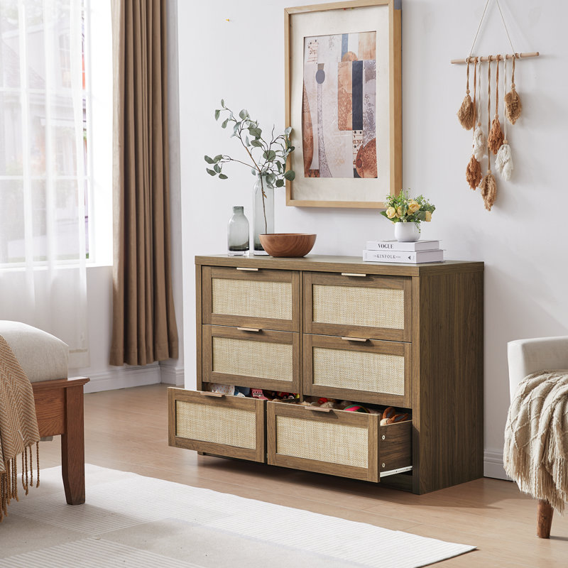 Dearbhaile 47.2" W 6-Drawer Manufactured Wood Dresser, Special Walnut