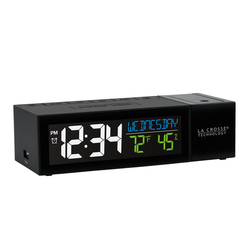 Modern & Contemporary Digital Battery/plugged-in Tabletop Clock with Alarm in Black