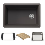 Inteos SILGRANIT 30" Single Bowl Reversible Undermount Workstation Kitchen Sink - White