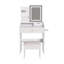 Miroir de salle de bain 3 lumières DEL avec tabouret, coiffeuse pour chambre à coucher, 2 tiroirs et 5 armoires de rangement (4 ouvertes + 1 cachée), éclairage réglable (blanc)-129380409