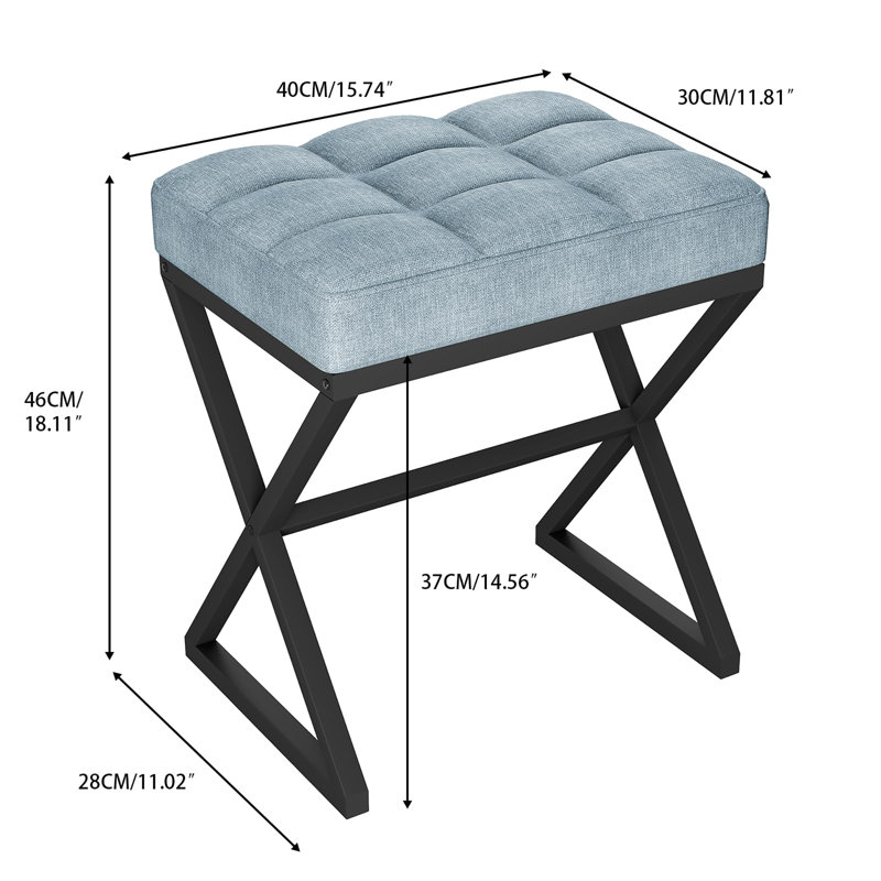 Caleob Metal Accent Stool, Blue Gray