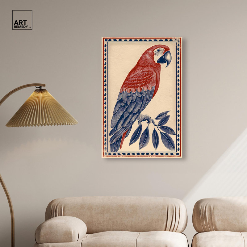 «Stately Macaw I», reproduction d'art sur toile par Art Remedy, 24 x 36, H 36 po x l 24 po, Toile tendue avec châssis