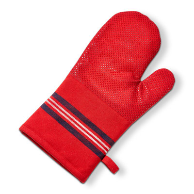 Summer Stripe Silicone Oven Mitt Red Multi Polyester Everyday