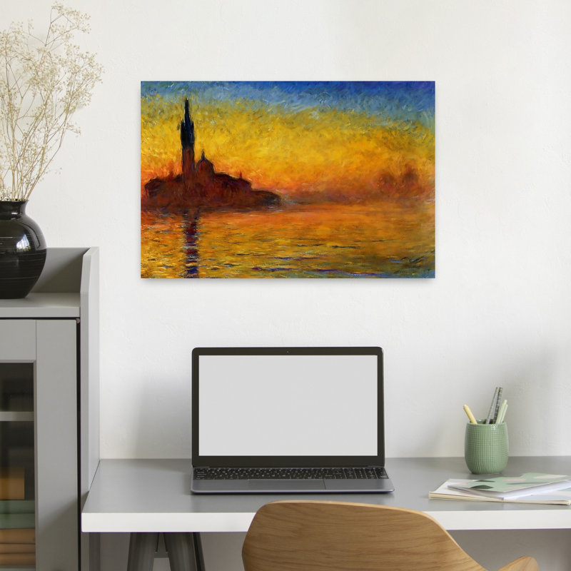 Twilight In Venice Classic Contemporary City Coastal Wall Art Print by Claude Monet - Wrapped Canvas Print