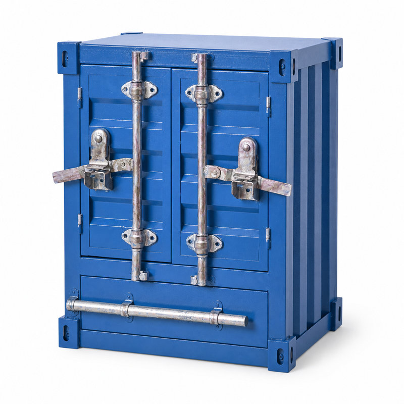 Table de chevet industrielle à 2 portes avec tiroir, armoire d'appoint en métal Industrial, Bleu
