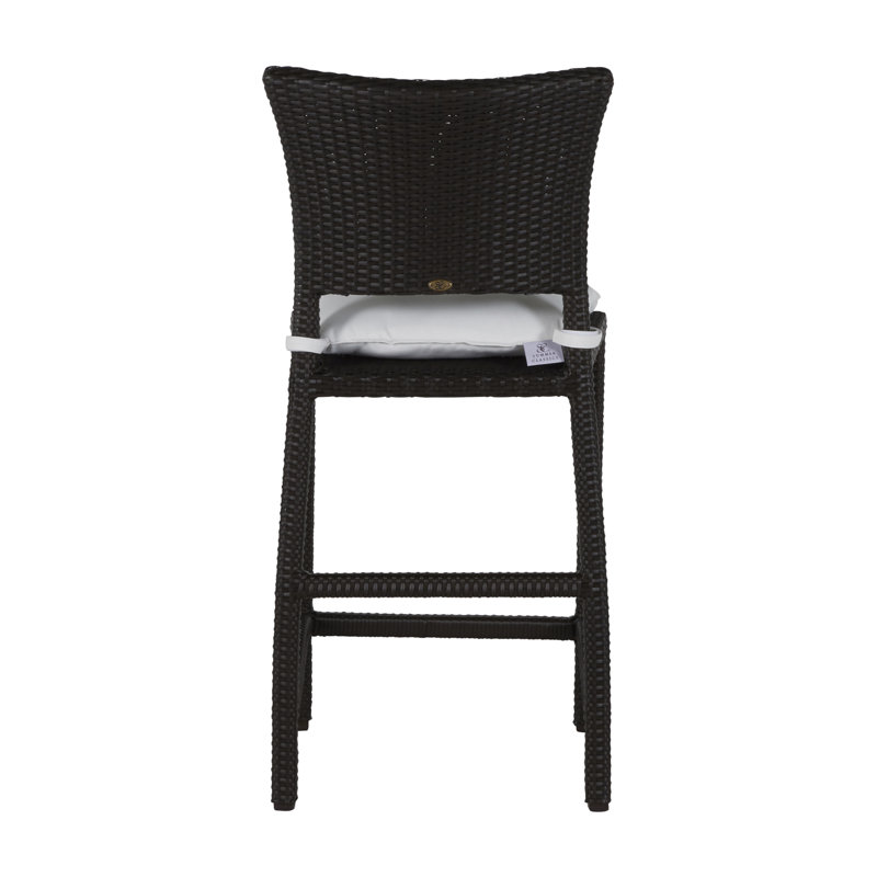 Skye 30" Patio Bar Stool with Cushion, Oyster, Dove Sunbrella® Linen, Welt