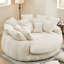 Causeuse ronde surdimensionnée, causeuse 65 po x 71 po, tissu chenille beige, fauteuil de détente pour le salon