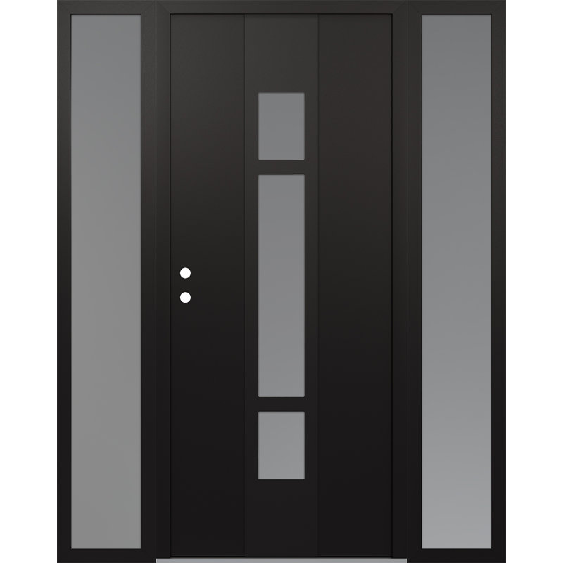 Porte d'entrée pré-suspendue à panneau en acier Diamond A9 avec deux panneaux latéraux, L 61,69 po x H 81,69 po