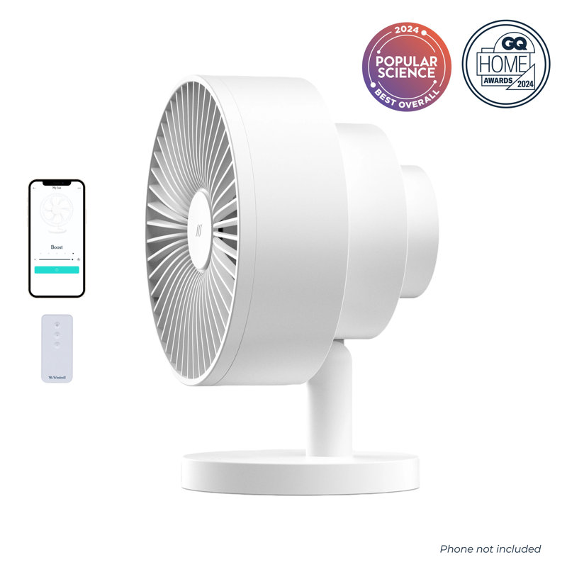 The Windmill Smart Whisper-Quiet Air Circulator and Fan with 5 Speeds and Remote, White