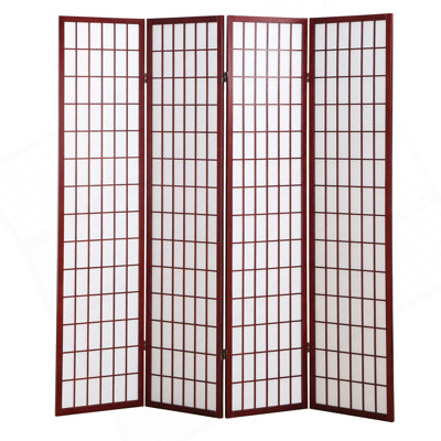 4 Panel Oriental Shoji Screen / Room Divider, Cherry