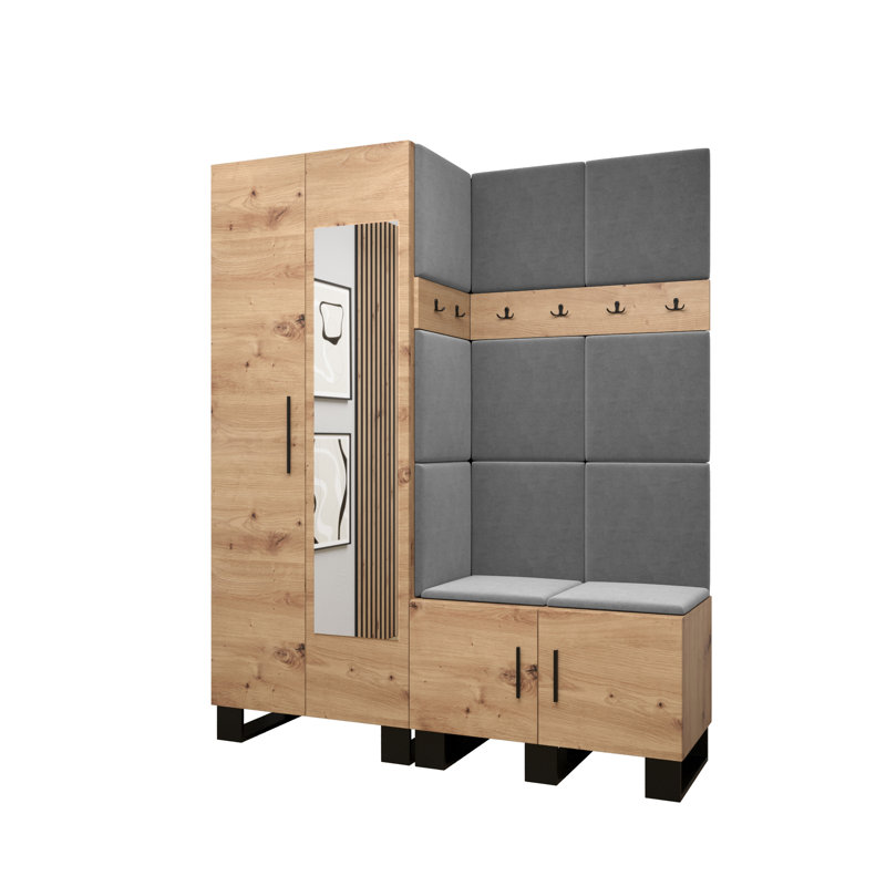 Adriane Hall Tree with Bench and Shoe Storage, Grey/Brown