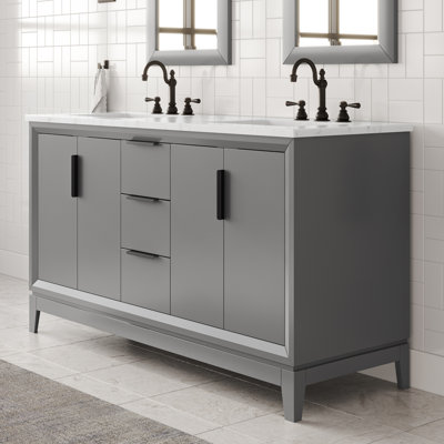Elizabeth 60" Carrara Marble Countertop Bath Vanity