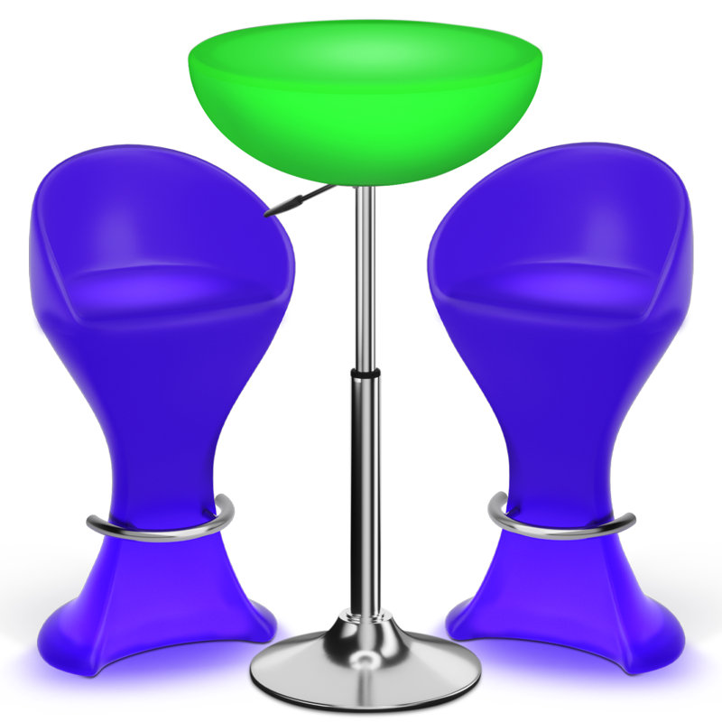 2 - Person LED Light Up Bar Stool and Table