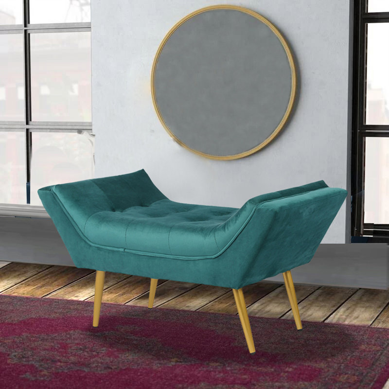 Banc rembourré Giabella, Bleu sarcelle
