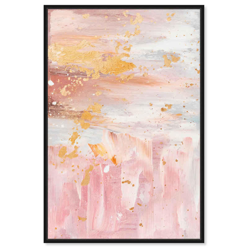 Toile rose quartz par Art Remedy, Cadre flottant, H 16 po x l 11 po, Noir
