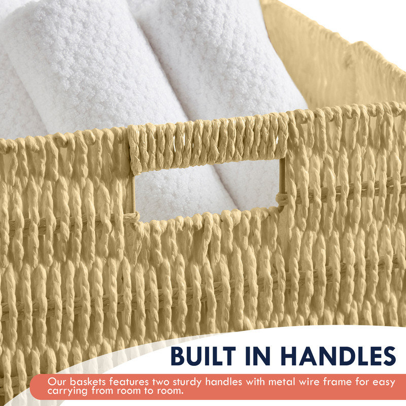 Ensemble de 2 bacs de rangement en osier, Taupe, H 10,5 po x l 10,5 po x P 10,5 po