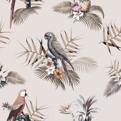 Rouleau de papier peint adhésif Ramsay Araras and Flowers Tropical L 8,5 pi x l 24 po
