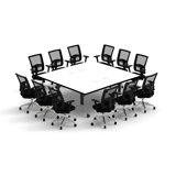 Rectangle 12 Person Flip Top 72'' L Modular Training Table and Chair Set with Casters and Modesty Panel and Cable Management