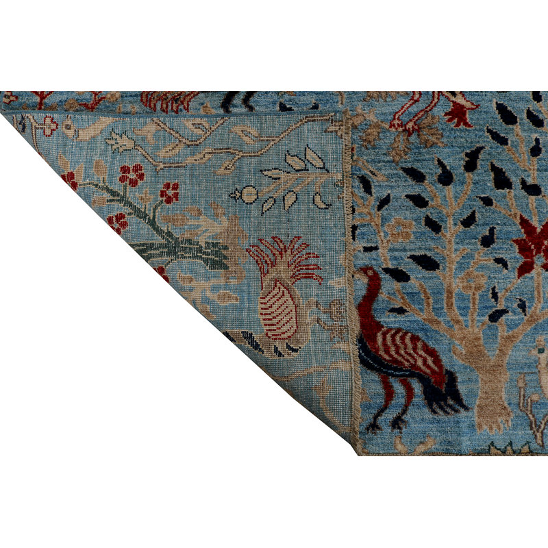Tapis bleu pâle en laine noué à la main Aryana