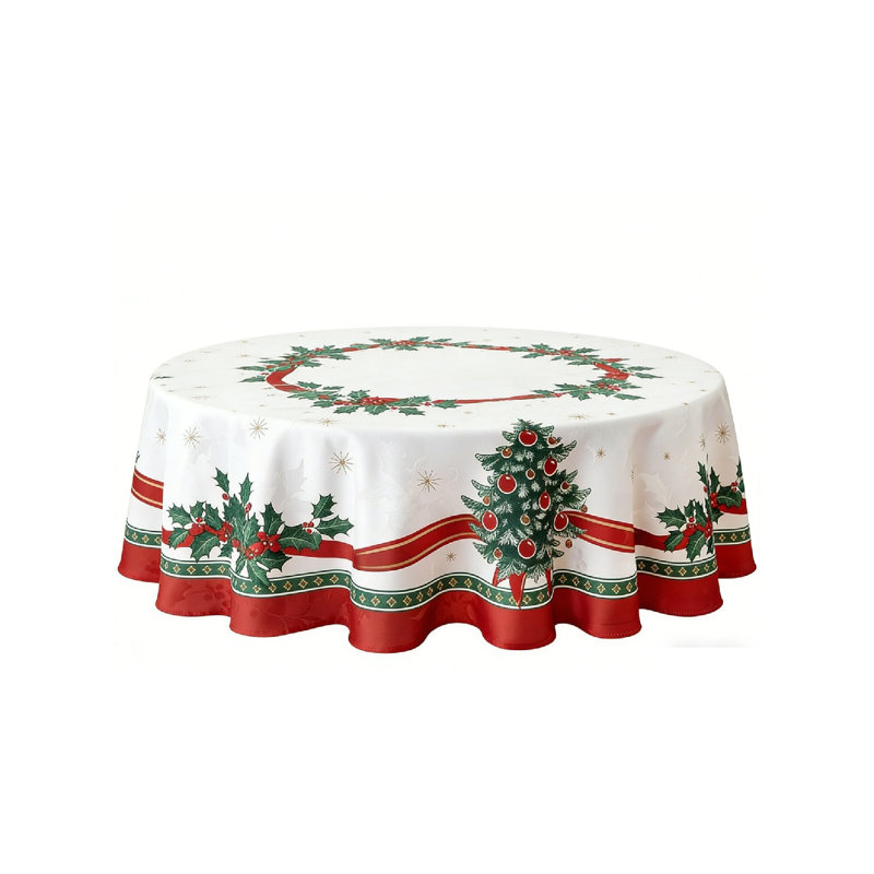 Christmas Fabric Tablecloth, Holiday Table Decor, 60"x84" Oval