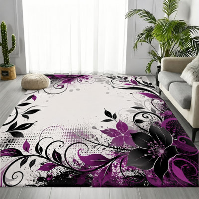 Tapis floral artistique, motif d'éclaboussures blanches, tapis antidérapant lavable à la machine, décoration intérieure moderne pour le salon, la chambre à coucher, le bureau, la salle de loisirs, le couloir, l'appartement