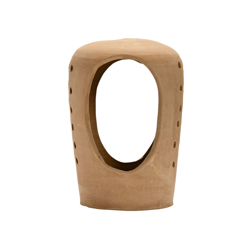 Handmade Terracotta Candle Holder with Cutouts