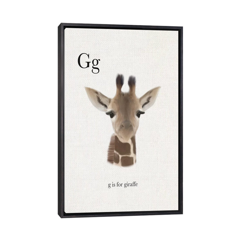 Décoration murale pour enfants G Is for Giraffe, H 40 po x l 26 po x P 1,5 po, Toile avec cadre noir patiné
