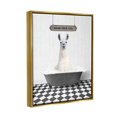 Art mural sur toile flottante Trinx Wash Your Tail, encadrée par lettrage et doublure