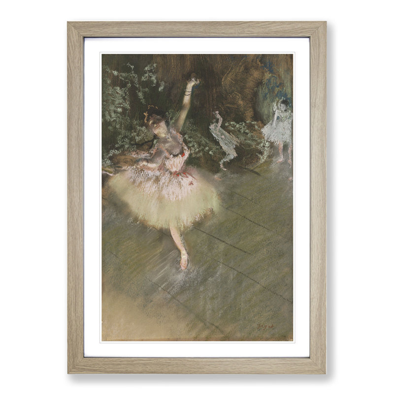 A Star Ballet Ballerina Dancer by Edgar Degas - Framed Print, 90cm H x 65cm W x 2cm D, Oak
