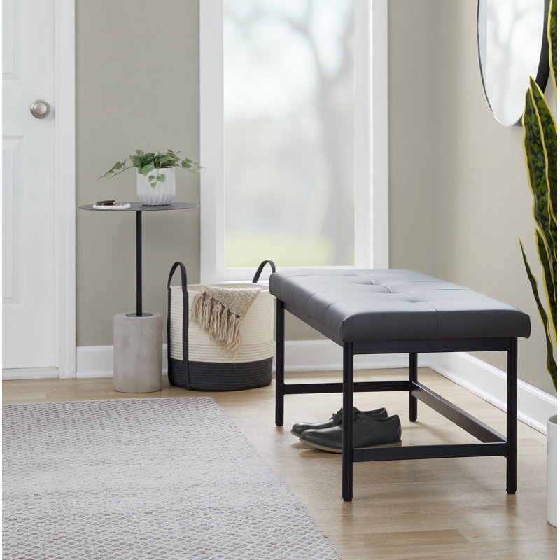 Brieon Faux Leather Bench, Gray