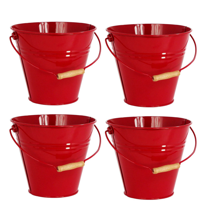 Handmade Metal Pot Planter, Red, 4