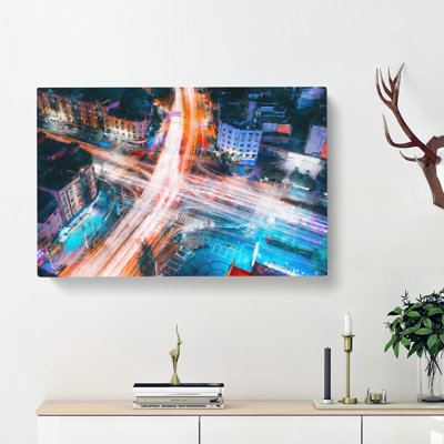 Urban City Lights - Wrapped Canvas Painting