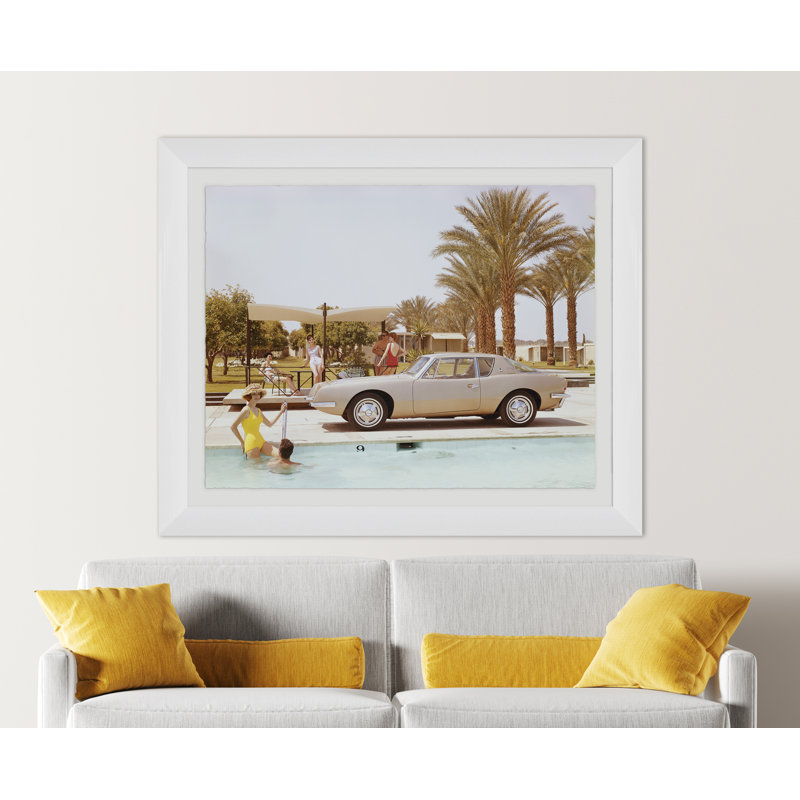 Friends Having Fun Near Pool Giclee Print, White, 37.5" H x 45.25" W x 1.25" D, White