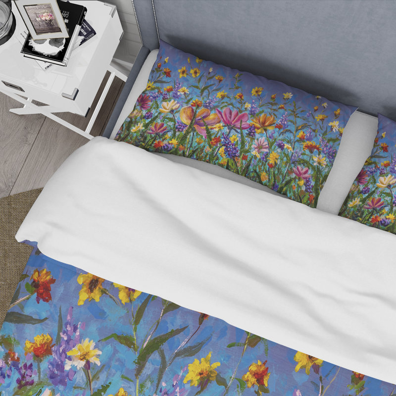Ensemble de housse de couette Daisies and Wildflowers In Summer Garden Field I - Traditional Polyester