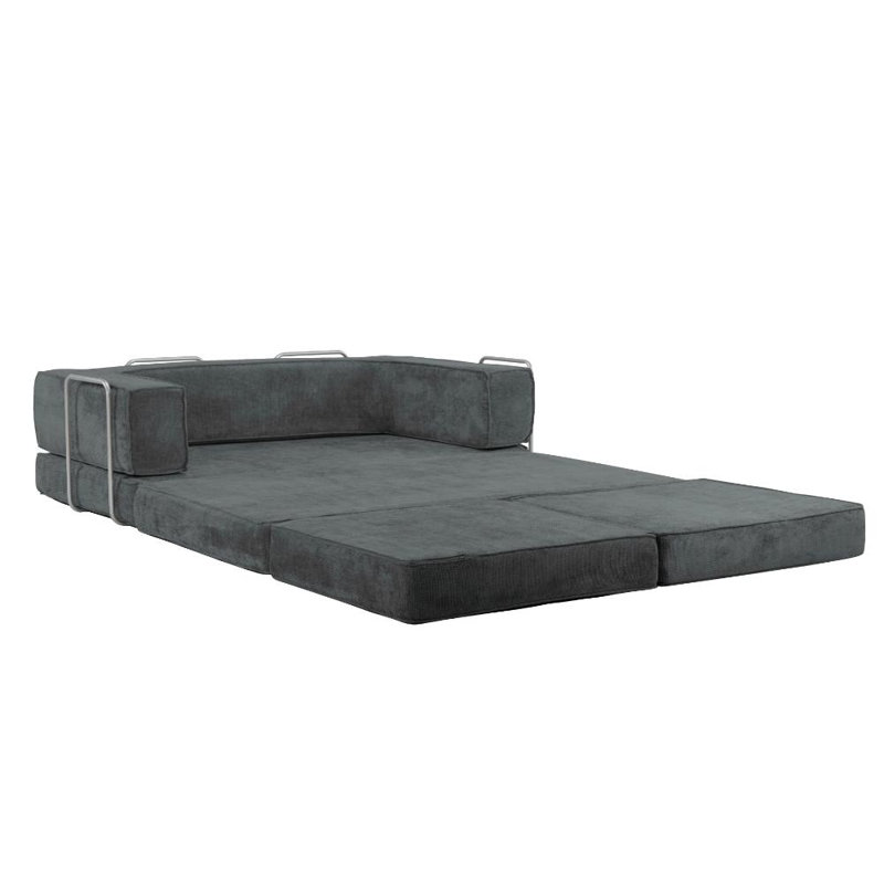 Velvet Compressed Daybed lounge Sofa with Ottoman