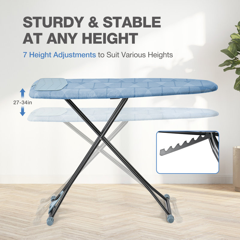 Metal Freestanding Adjustable Height Ironing Board,Iron Board with Ironing Mat