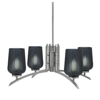 Kurve Light Chandelier With 5" Smoke Textured Glass