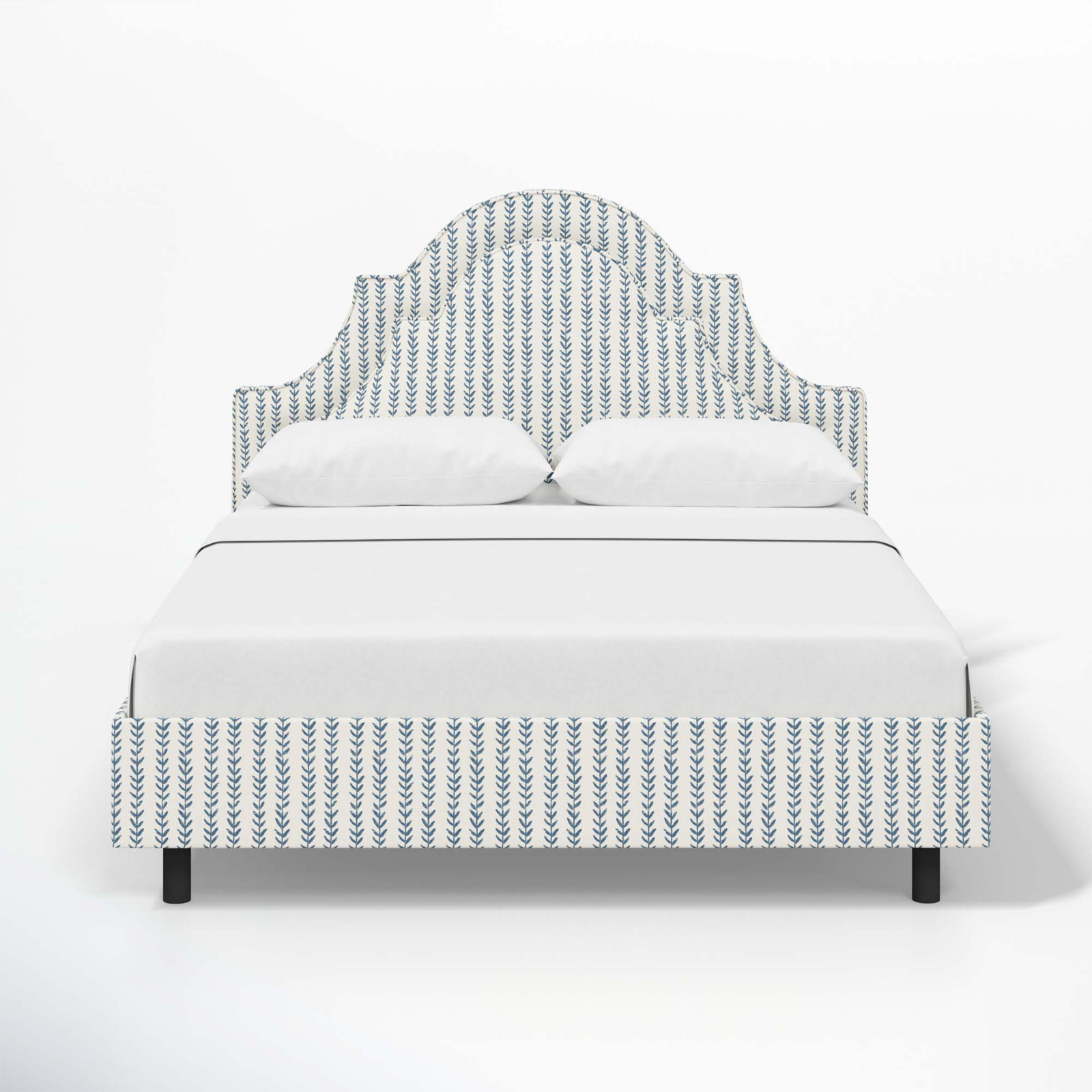 Knipe Cotton Upholstered Bed, Twin, Vine Stripe Dusty Blue
