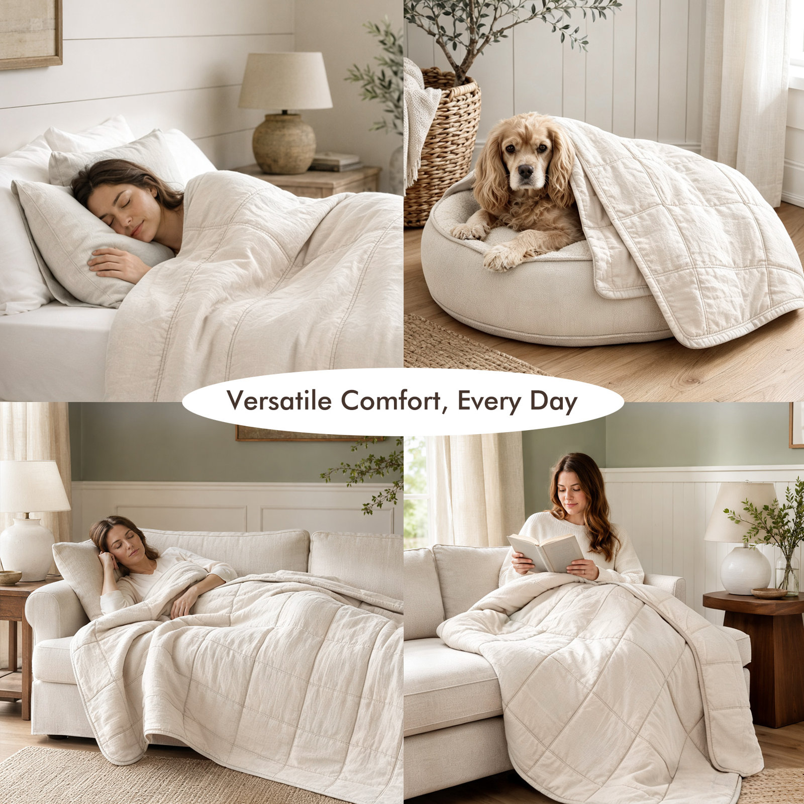 Bedding, Eggnog, King Comforter + 2 King Shams