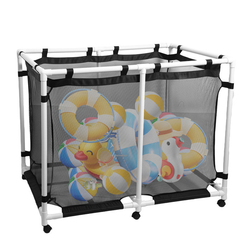Extra Large Pool Storage Bin, 48.4" Rolling Mesh Container, Waterproof Pool Float & Toy Organizer, Outdoor Use, 856 qt