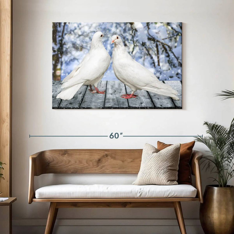 Brampt White Winter Doves, 30" H x 45" W