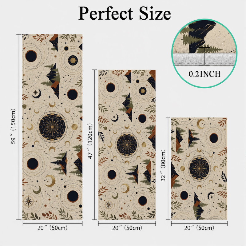 Nature Moon Non-Slip Washable Kitchen Mats
