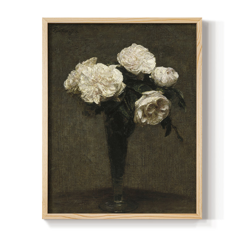 Impression florale vintage encadrée CLIX - bois massif, Naturel, H 30 po x l 24 po