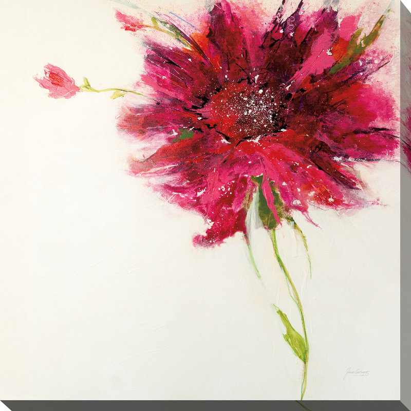 «Pink Daisy on White», reproduction de peinture acrylique sur toile, H 28 po x l 28 po x P 1,5 po, Toile tendue