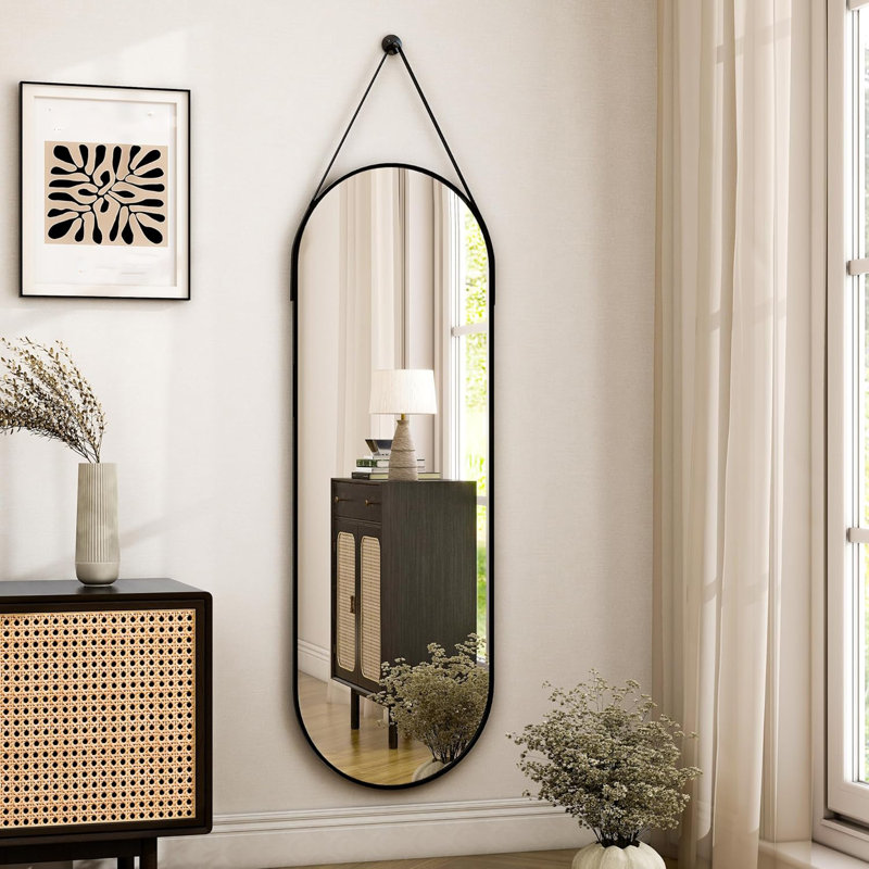 Oval Hanging Mirror With Belt Full Body Mirror